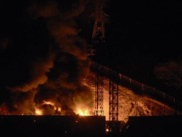 Fire is seen at a military complex