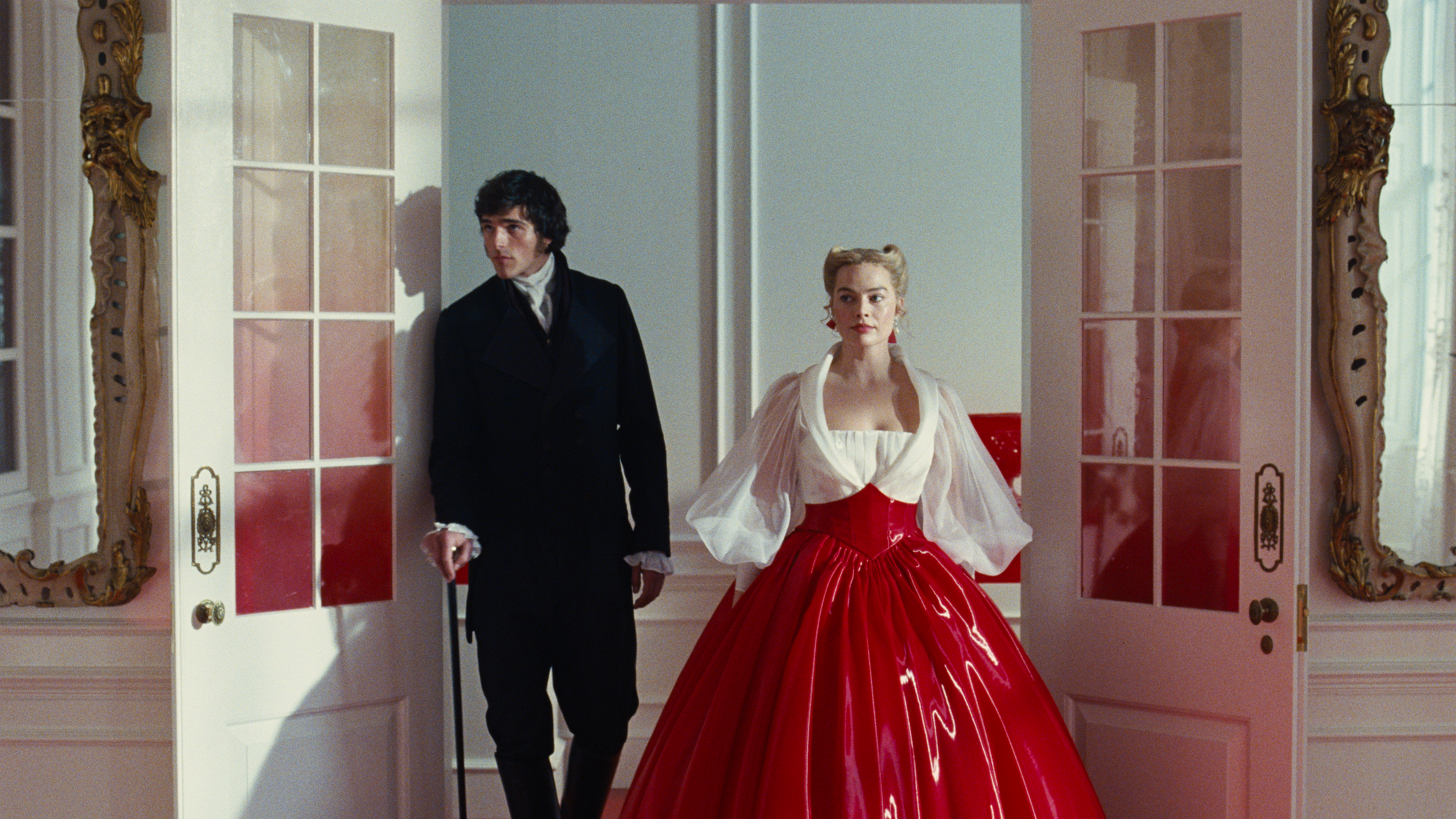 Jacob Elordi and Margot Robbie in a scene from their movie