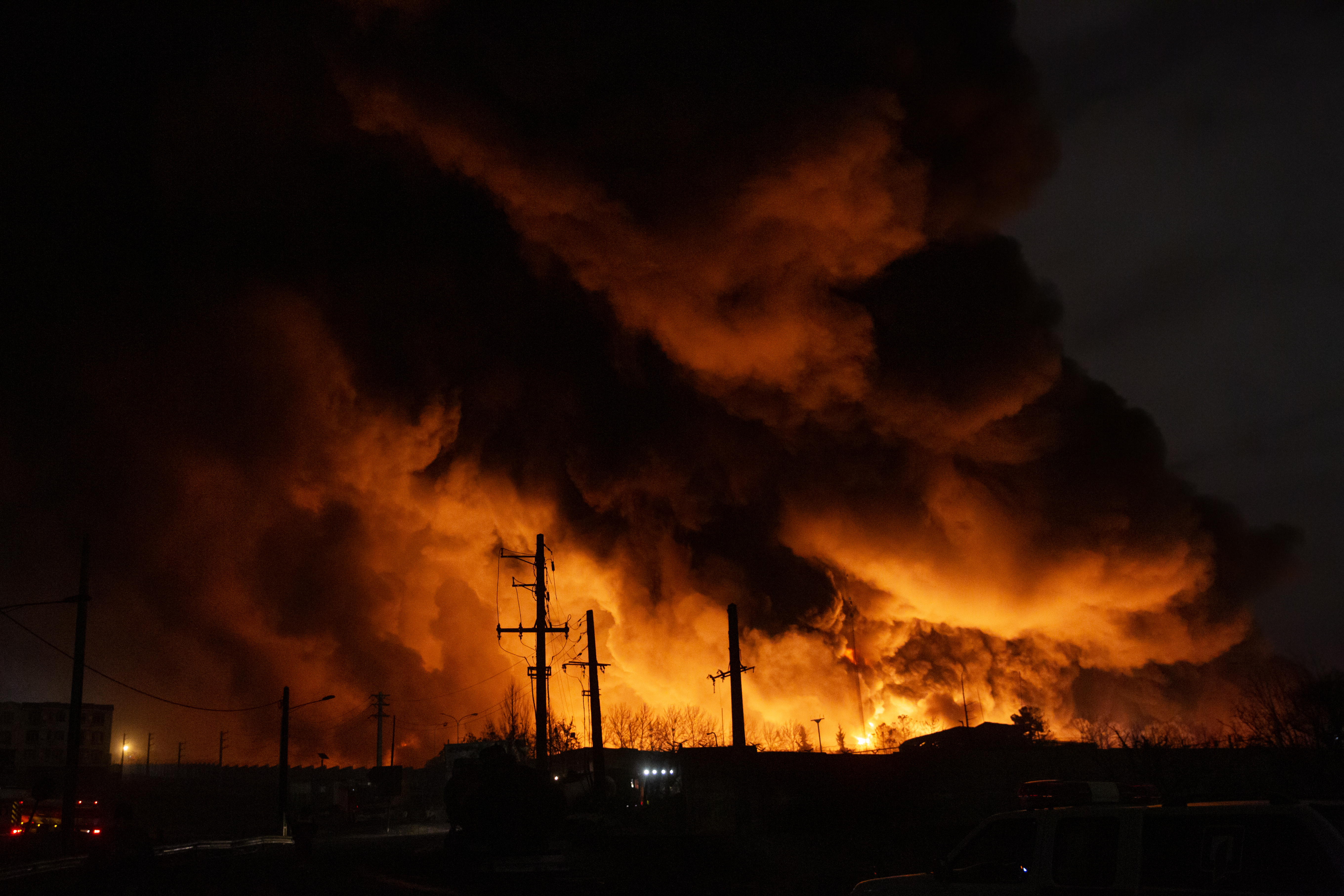 Large fire breaking out at night