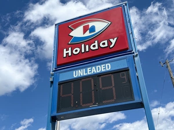 Gas price sign showing fuel prices in west st paul