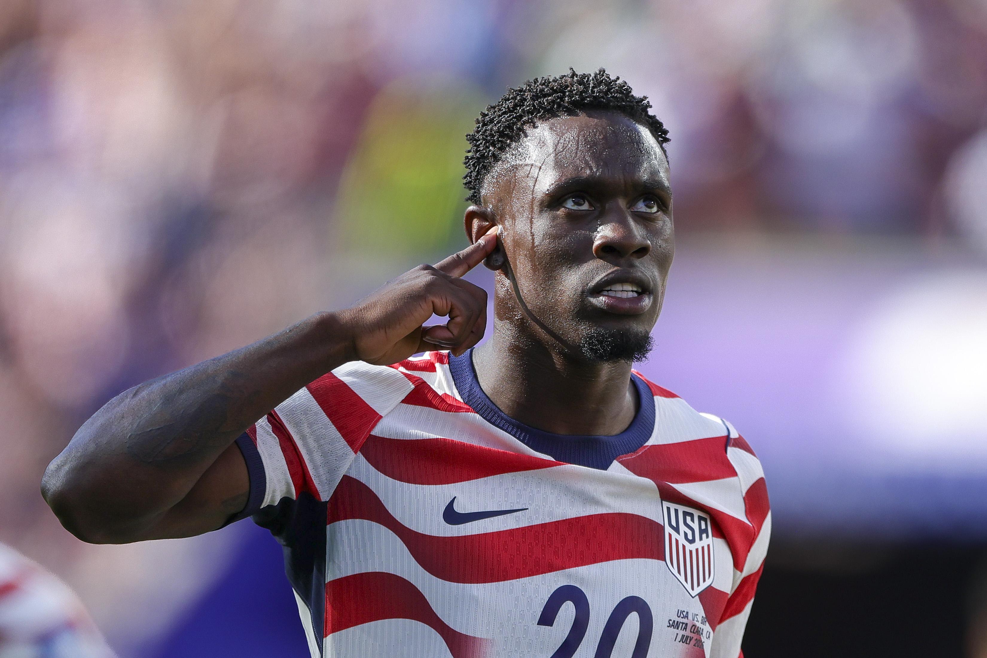 Folarin Balogun, #20, of the United States during the US’s World Cup match against Bosnia Herzegovina.