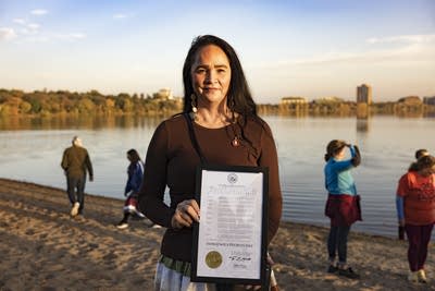 A person holds a proclamation 