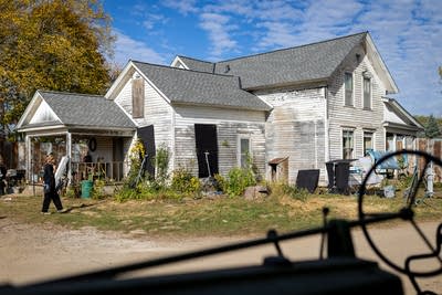 A run down house on a film set