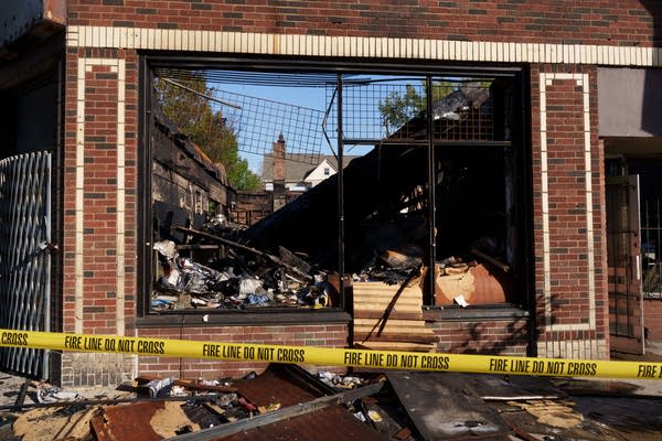 A commercial building that was on fire